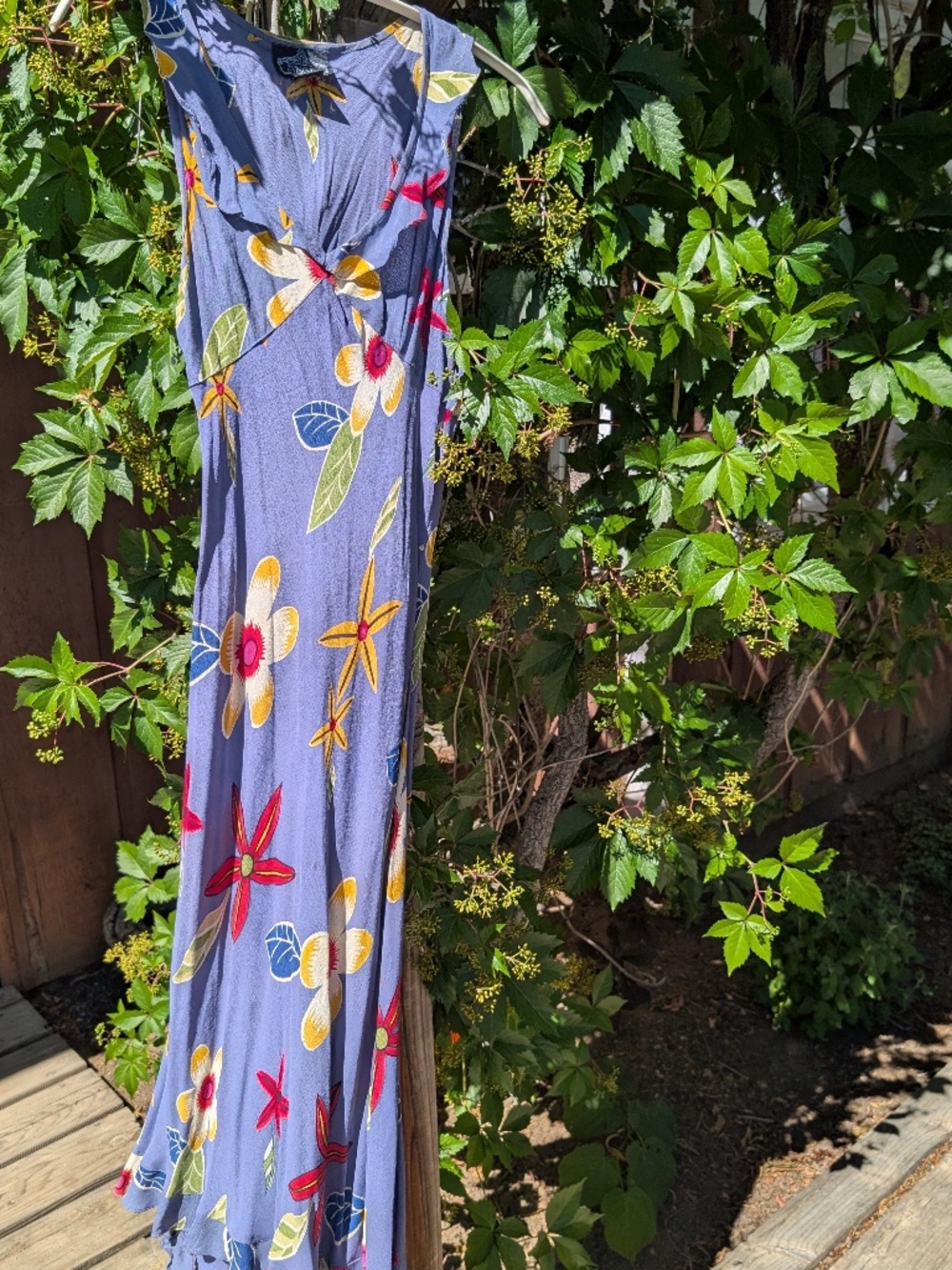 Vintage Early Oughts Tropical Floral Angie Midi-Dress